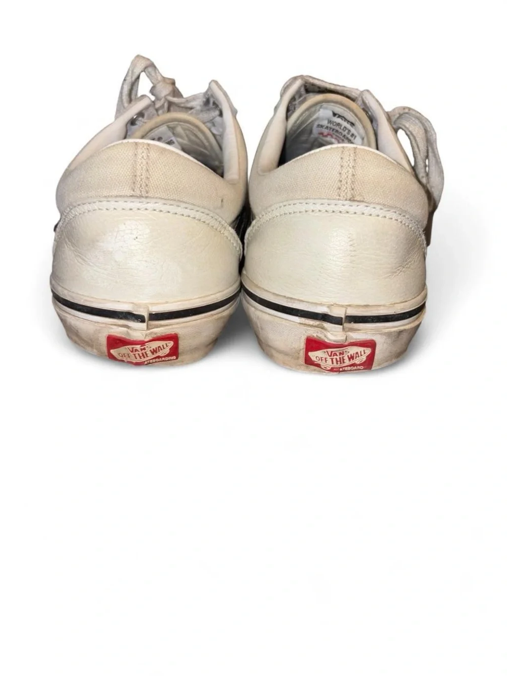 Vans Off-White Low-Top Sneakers with Black Side Stripe